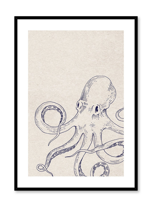 8 Legged Friend is a minimalist illustration of a drawing of a big and mighty octopus with his legs ready to take action by Opposite Wall.