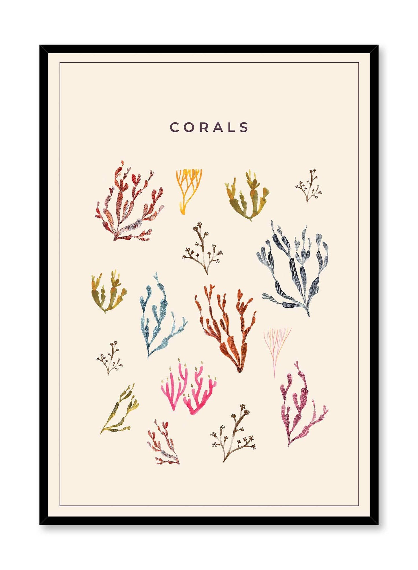 Coral Reef is a minimalist illustration of a collection of colourful branches of corals of different styles by Opposite Wall.