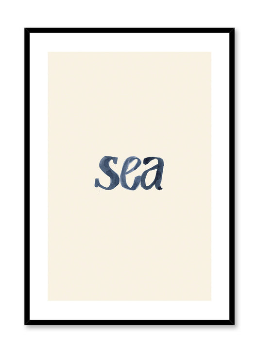 Sea in Beige is a minimalist typography of the word 'sea' written in watercolour by Opposite Wall.