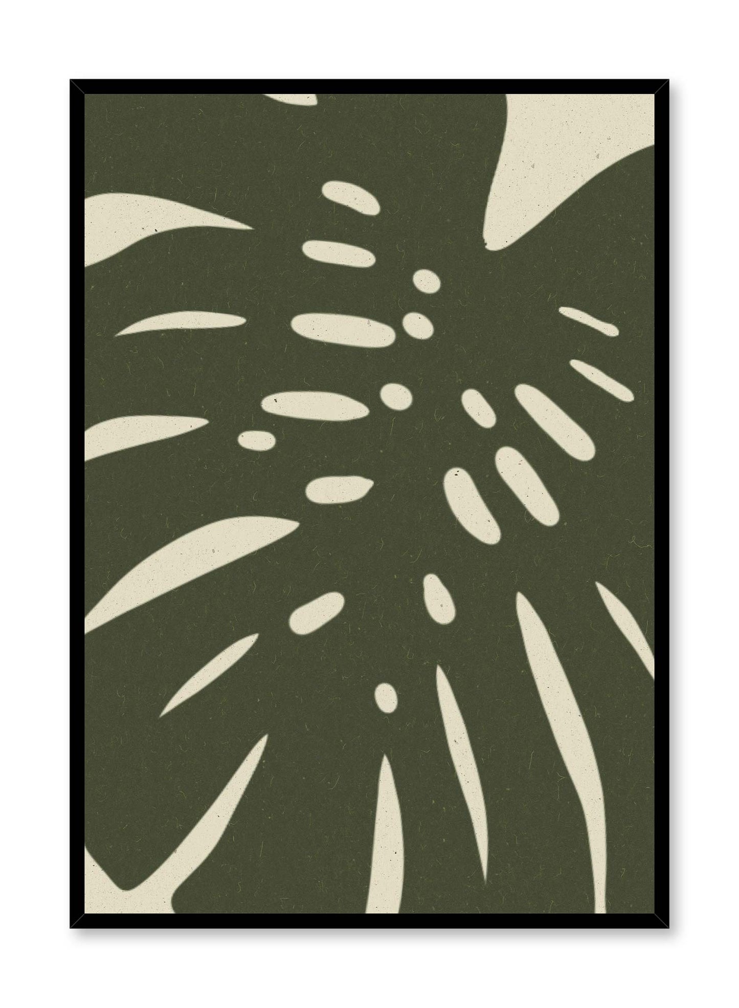 Monstera Shadow is a minimalist illustration of the close-up view of a monstera leaf showing its details by Opposite Wall.