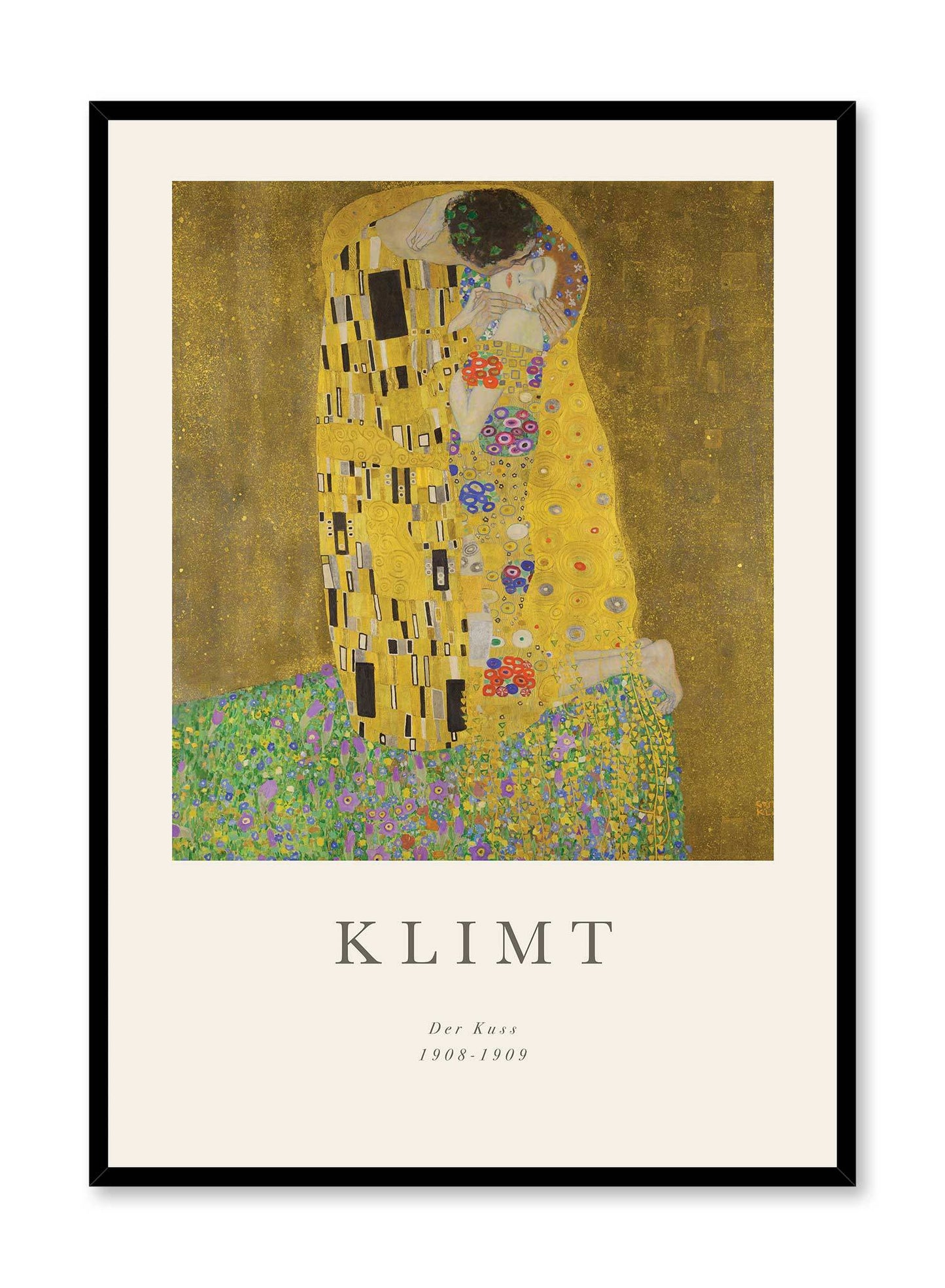 The Kiss s a minimalist artwork by Opposite Wall of Gustav Klimt's Der Kuss from 1908.