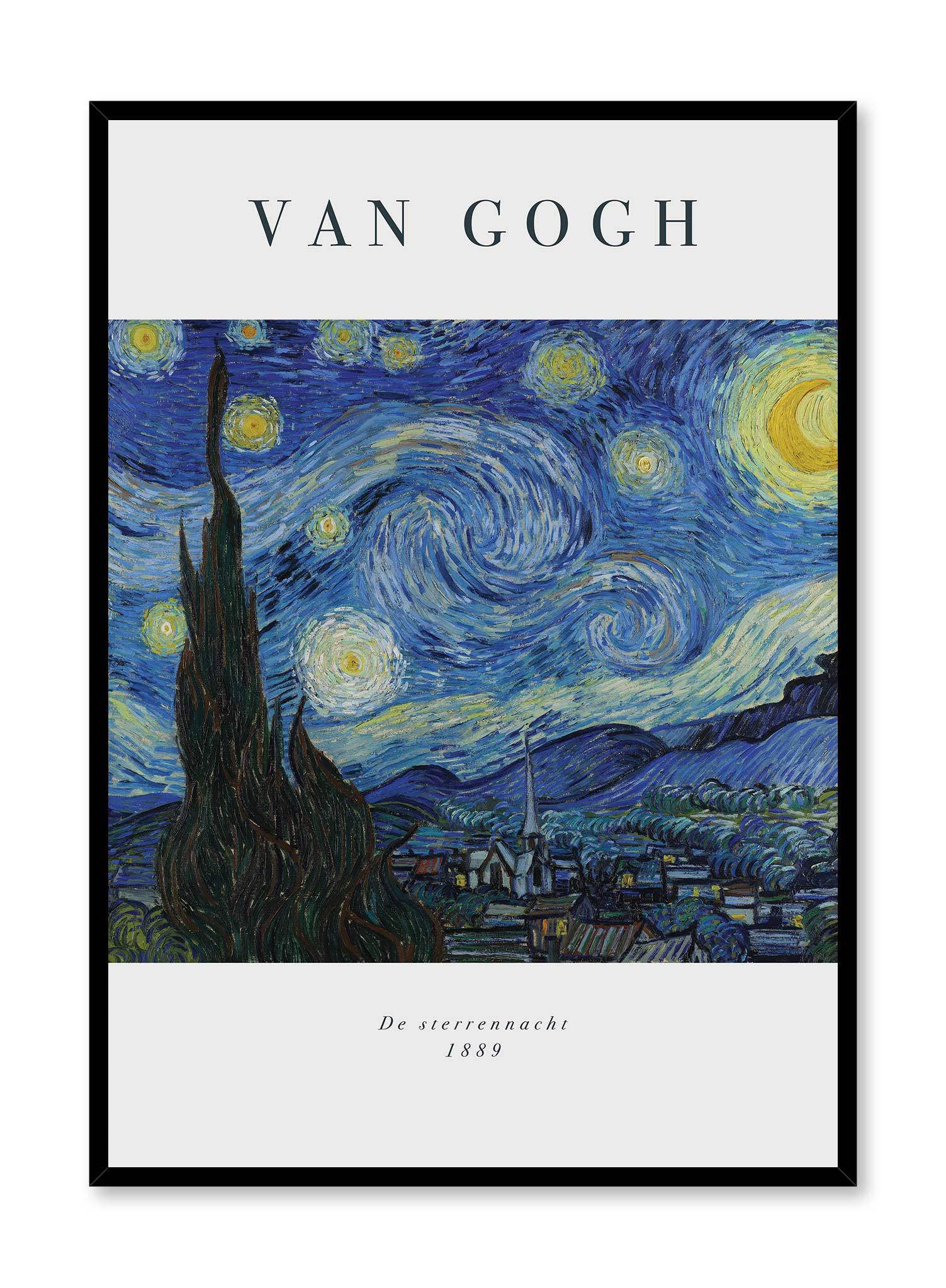 Starry Night is a minimalist artwork by Opposite Wall of Van Gogh's De sterrennacht from 1889.
