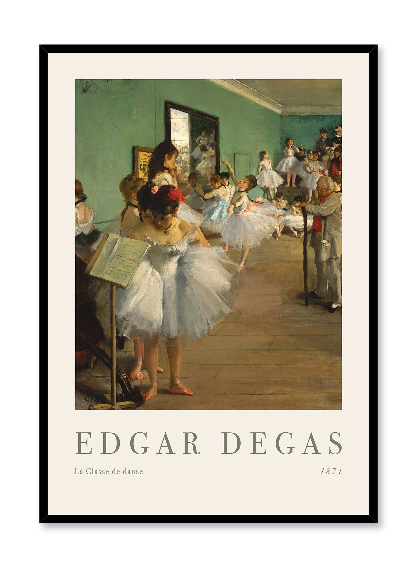 The Ballet Class is a minimalist artwork by Opposite Wall of Edgar Degas' La Classe de danse from 1874.