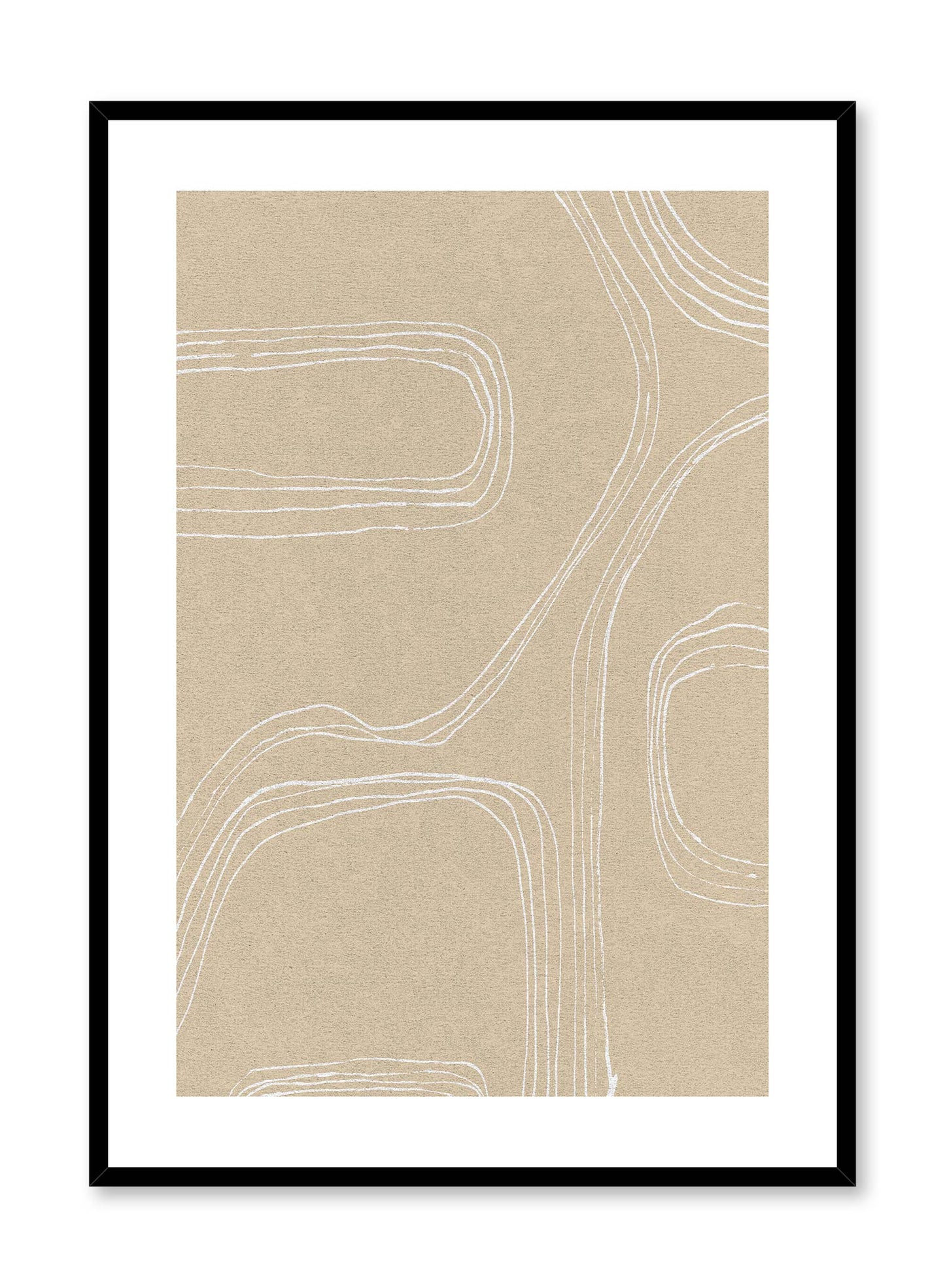 Silica Sand is a minimalist abstract illustration of thin white lines running through a beige background by Opposite Wall.
