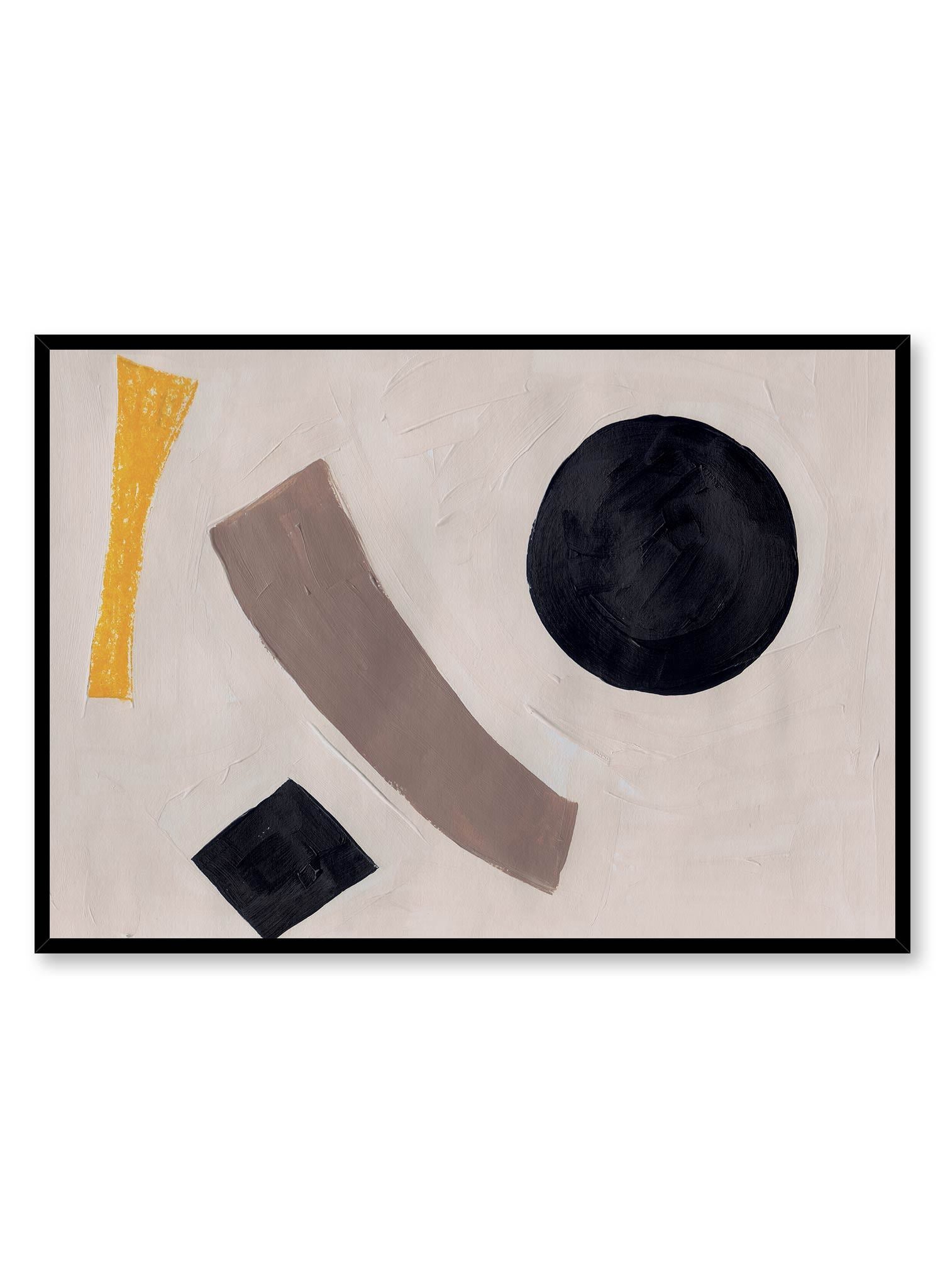 Scattered is a minimalist abstract illustration of a circle and three rectangular shapes by Opposite Wall.