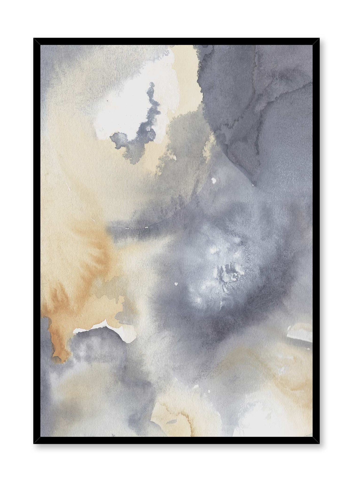 Seabed is a minimalist abstract illustration pof a superposition of yellow and gray watercolour blobs by Opposite Wall.