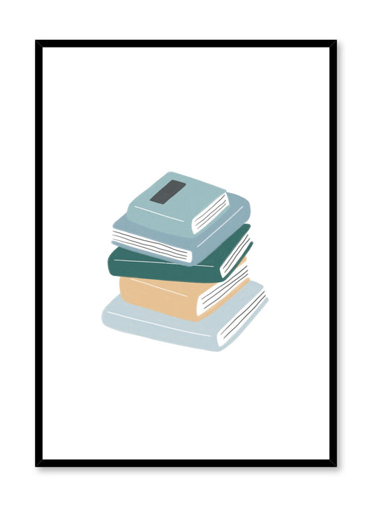 Bookworm is a minimalist illustration by Opposite Wall of a stack of thick books.