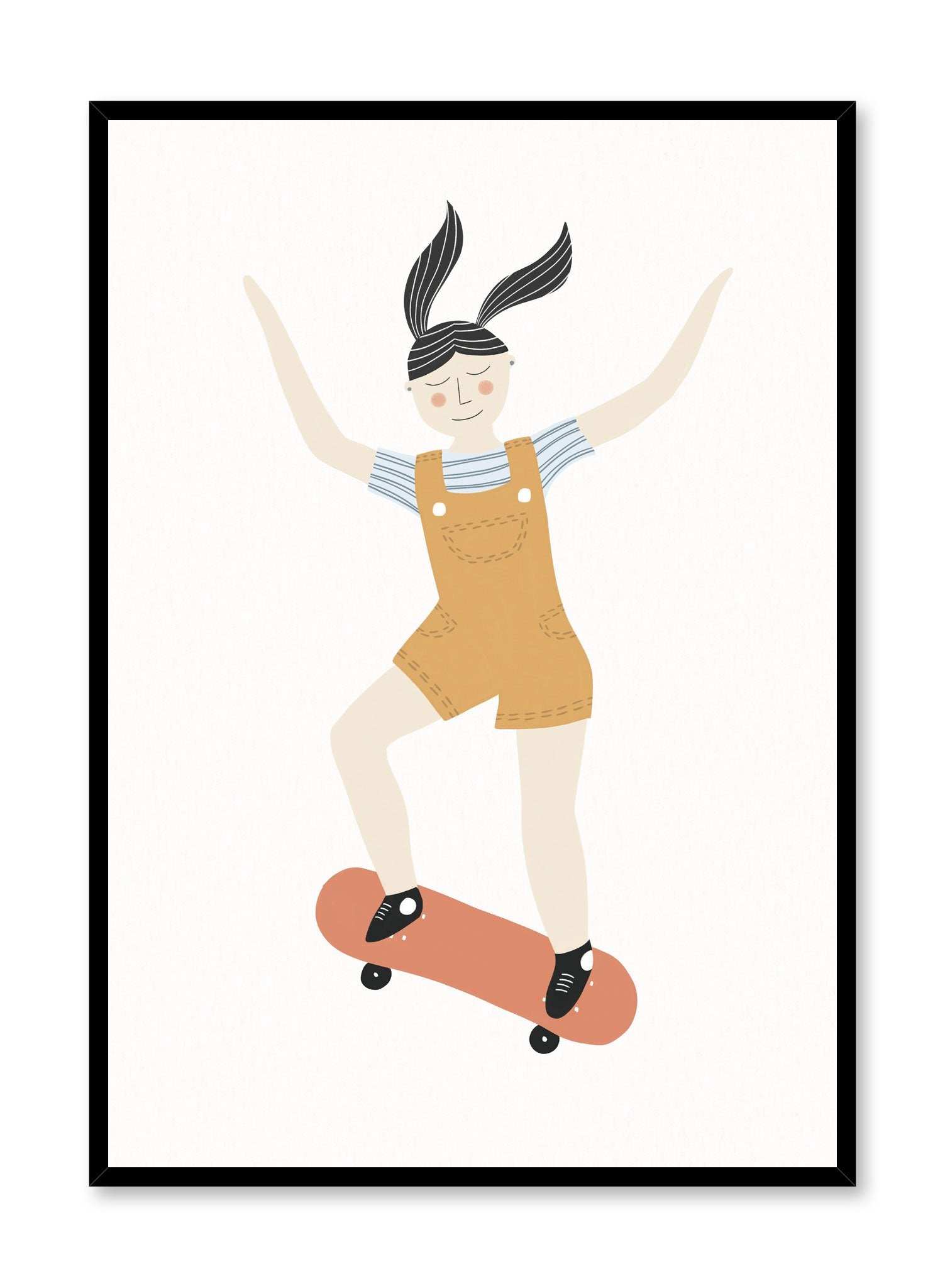 S8ter Girl is a minimalist illustration by Opposite Wall of a girl enjoying her ride on her skateboard.