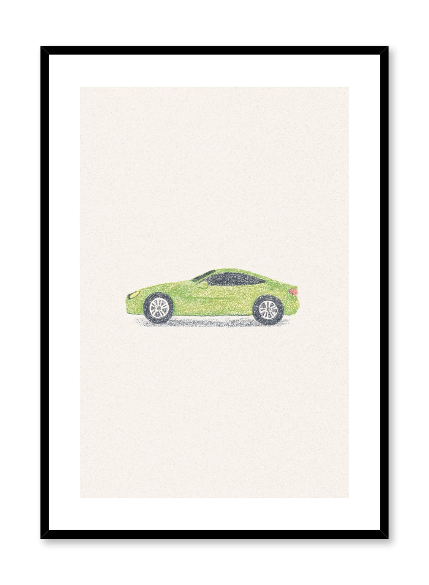 Hot Wheels is a minimalist illustration by Opposite Wall of a green toy sports car.