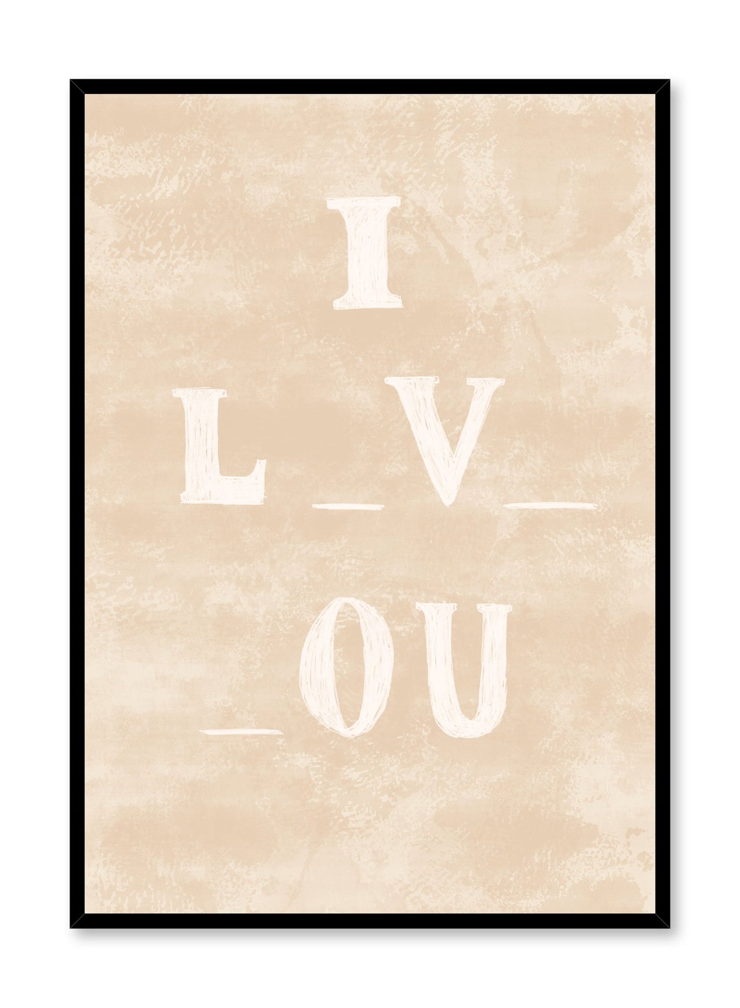 Sweet Enigma is a minimalist typography by Opposite Wall of the words "I Love You" with a few letters missing here and there.