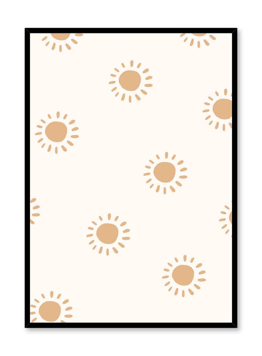 Sunshine Party is a minimalist illustration by Opposite Wall of an assortment of bright round suns.