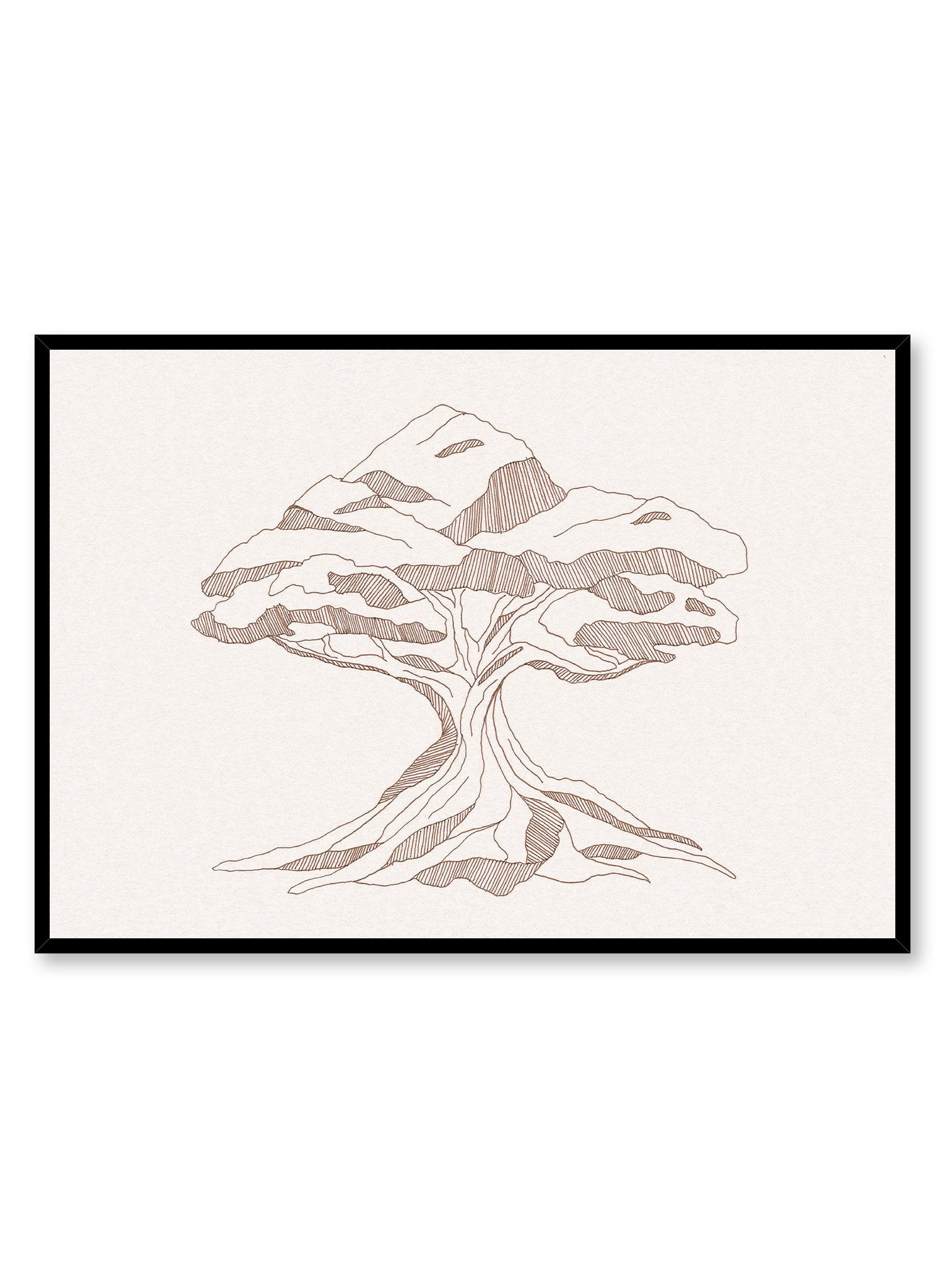 Bonsai is a minimalist illustration by Opposite Wall of a humongous tree drawn to show the details in its shadows.