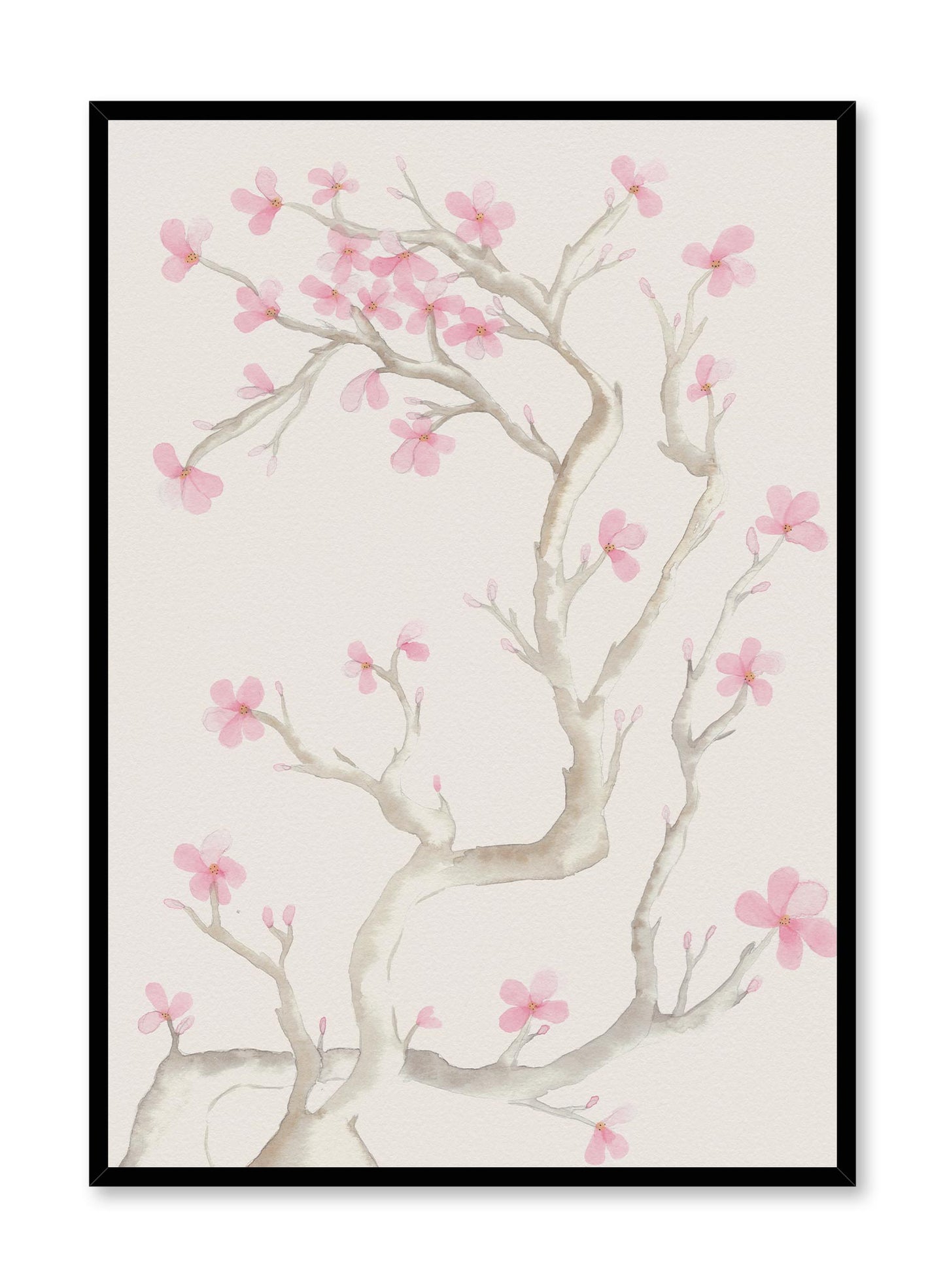 Sakura is minimalist illustration by Opposite Wall of branches of pink cherry blossom flowers.
