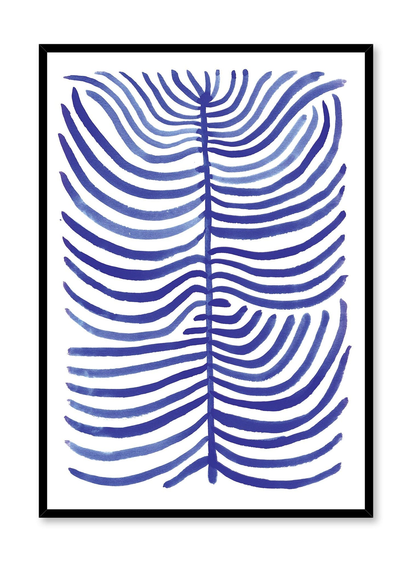 Botanical Veins is a minimalist illustration by Opposite Wall of a blue long branch extending outwards.