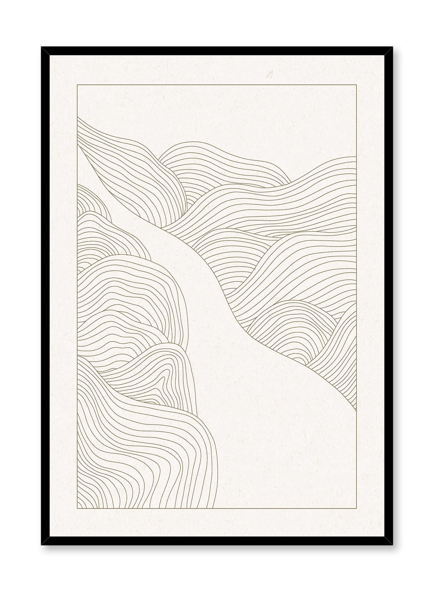 Wave Path is a minimalist illustration by Opposite Wall of a combination of curved lines resembling a path and the surrounding circular waves.