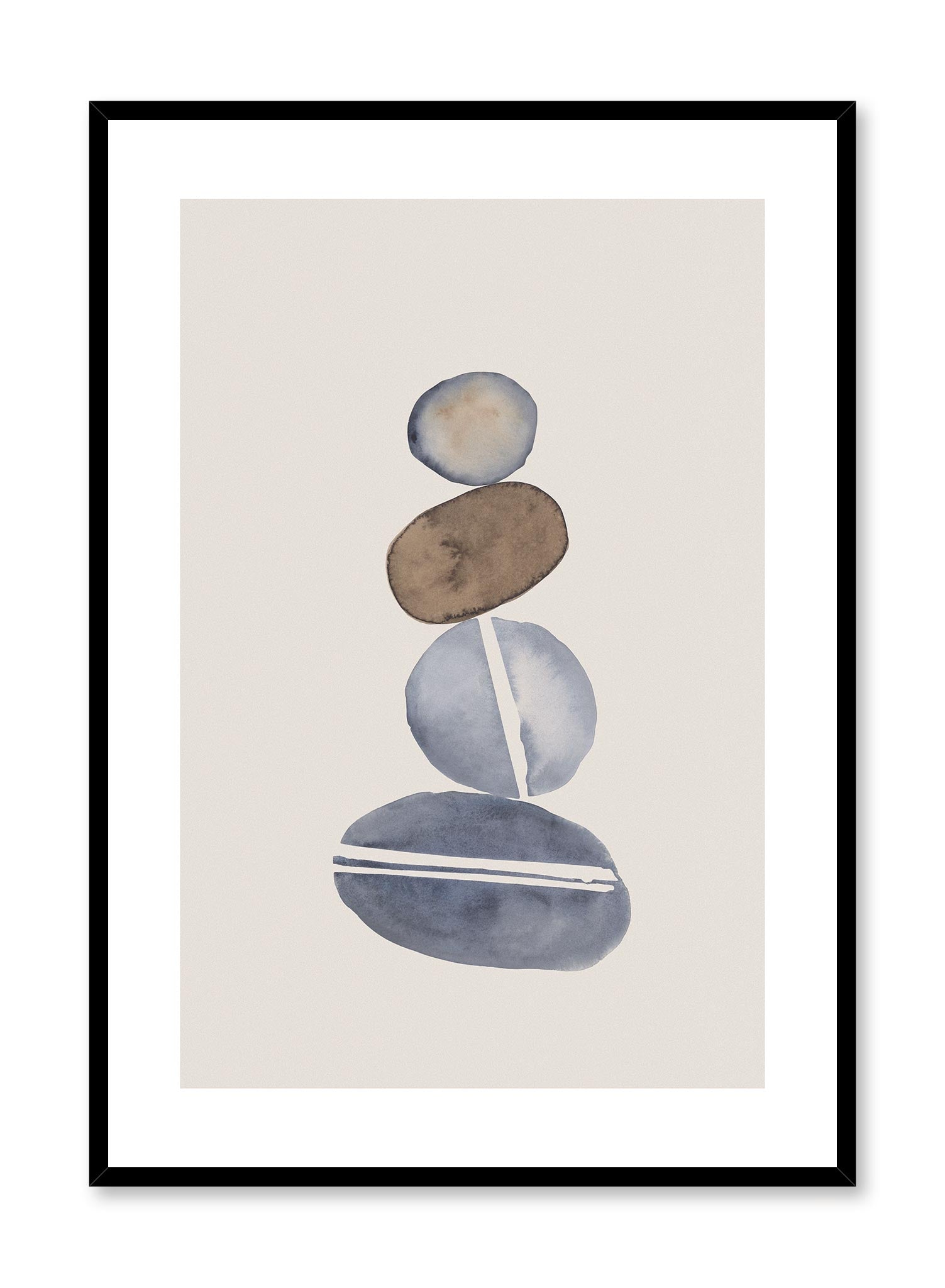 Stacked Stones is a minimalist illustration by Opposite Wall of four stacked stones of different styles and colours.