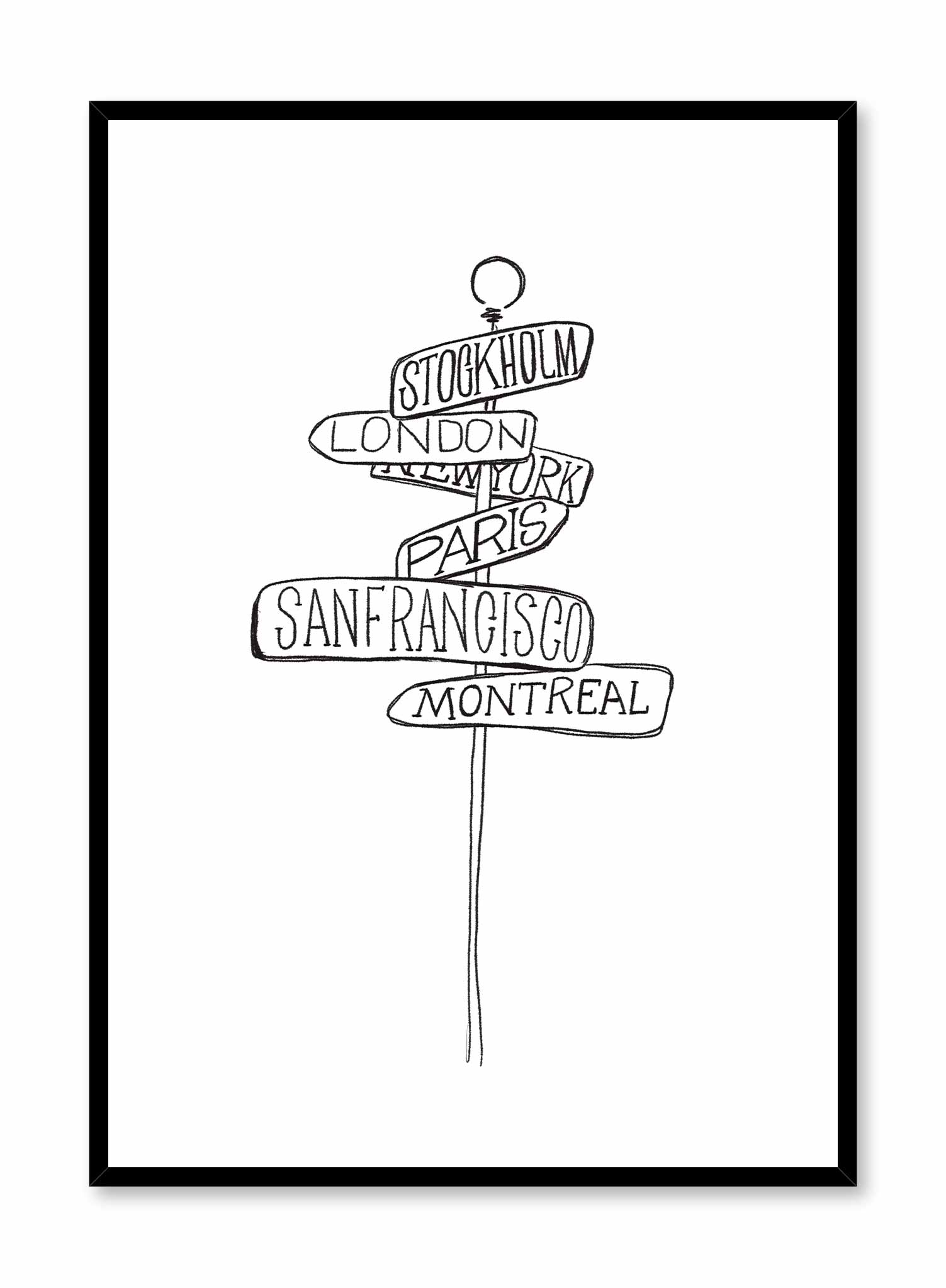Travel signpost illustration, Poster | Oppositewall.com