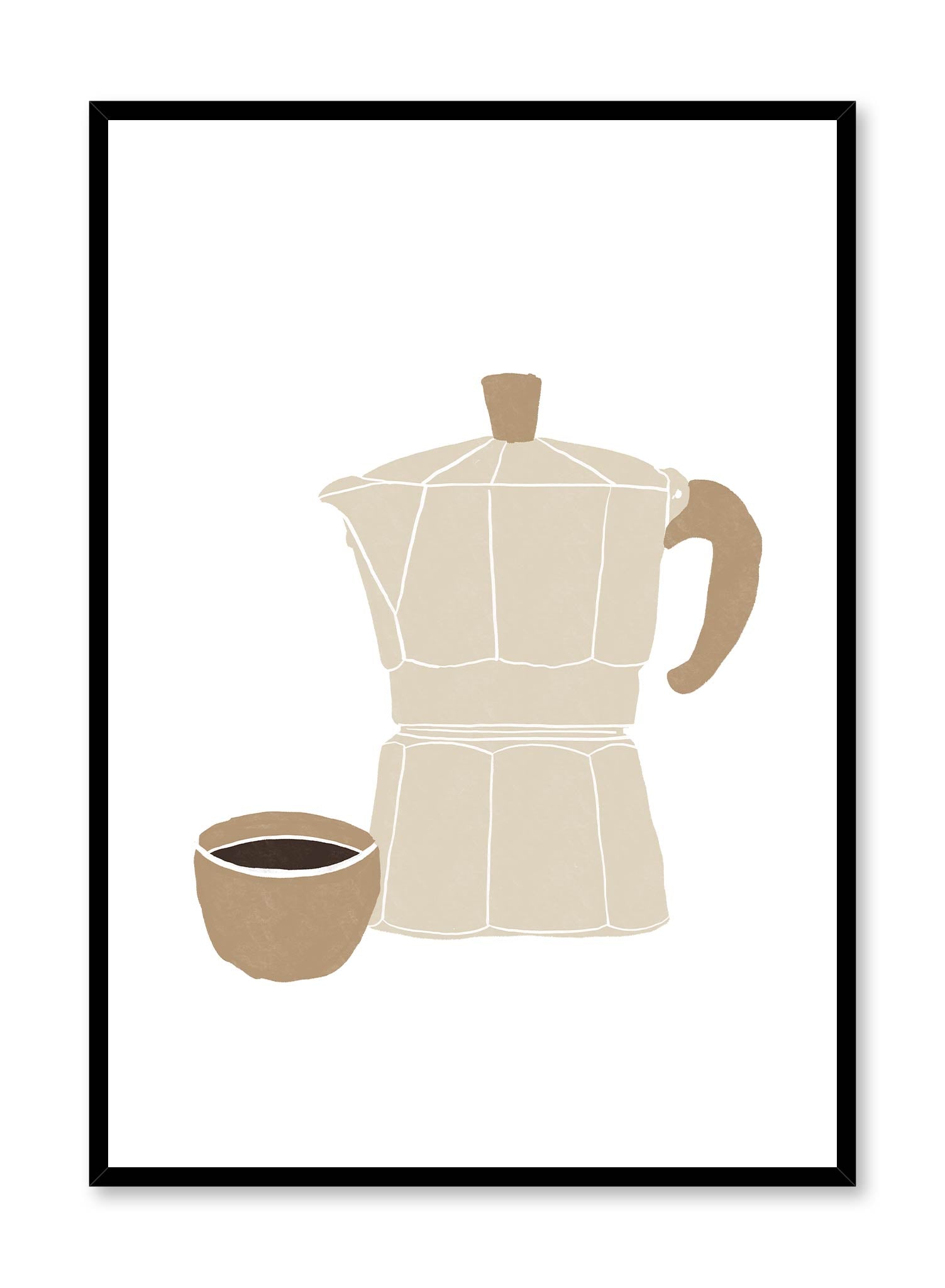 Italian coffee maker and an espresso Illustration, Poster | Oppositewall.com