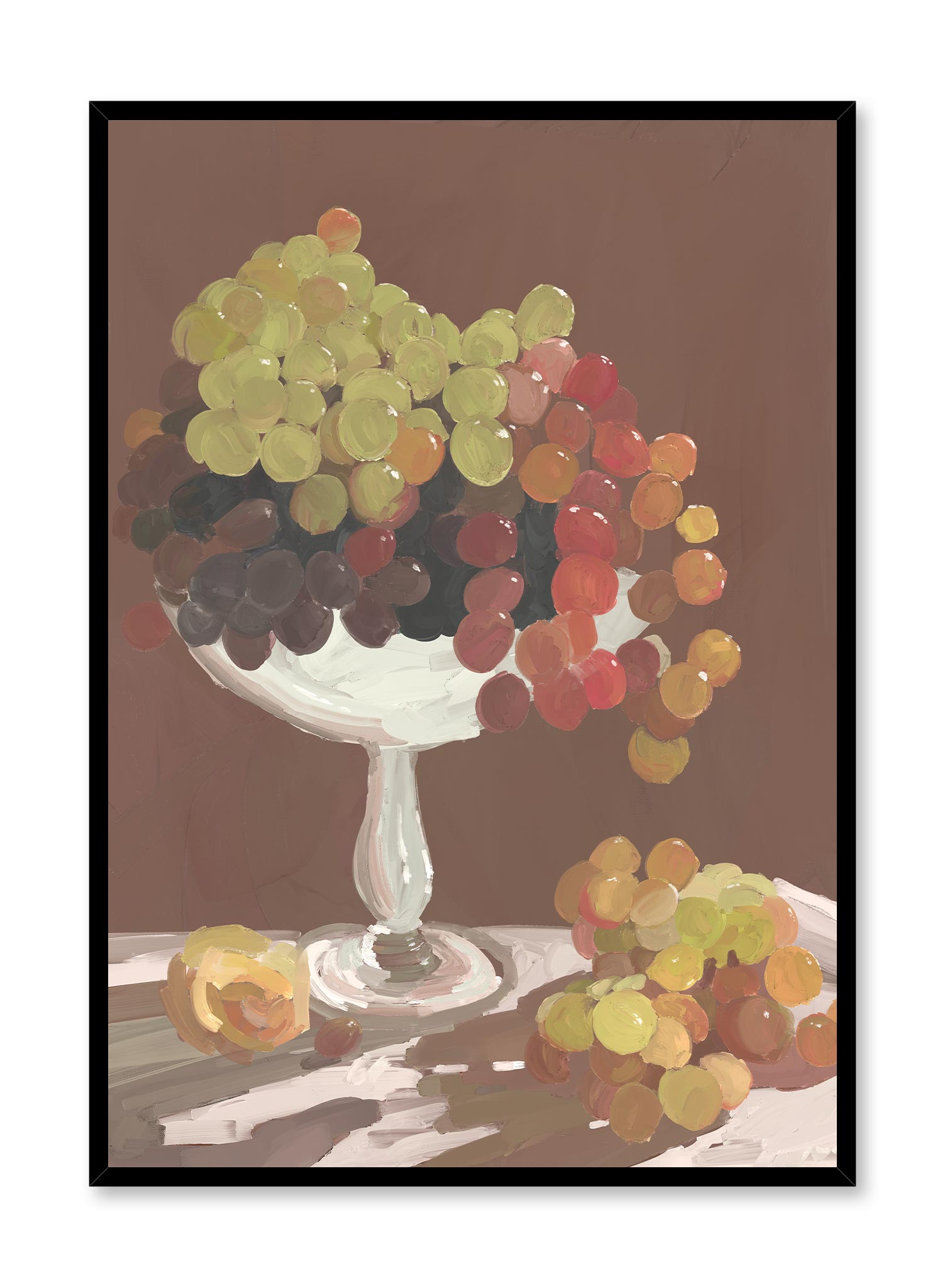 Vintage illustration of a still life showing a cup filled with grapes, Poster | Oppositewall.com