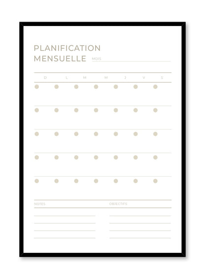 Calendrier mensuel, Planificateur