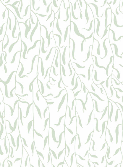 Weeping Willow is a minimalist wallpaper by Opposite Wall of sparse weeping willow branches and their leaves.