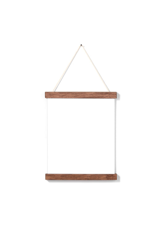 Scandinavian dark oak poster wall hanger by Opposite Wall - Front of the poster hanger - Size 8 inches