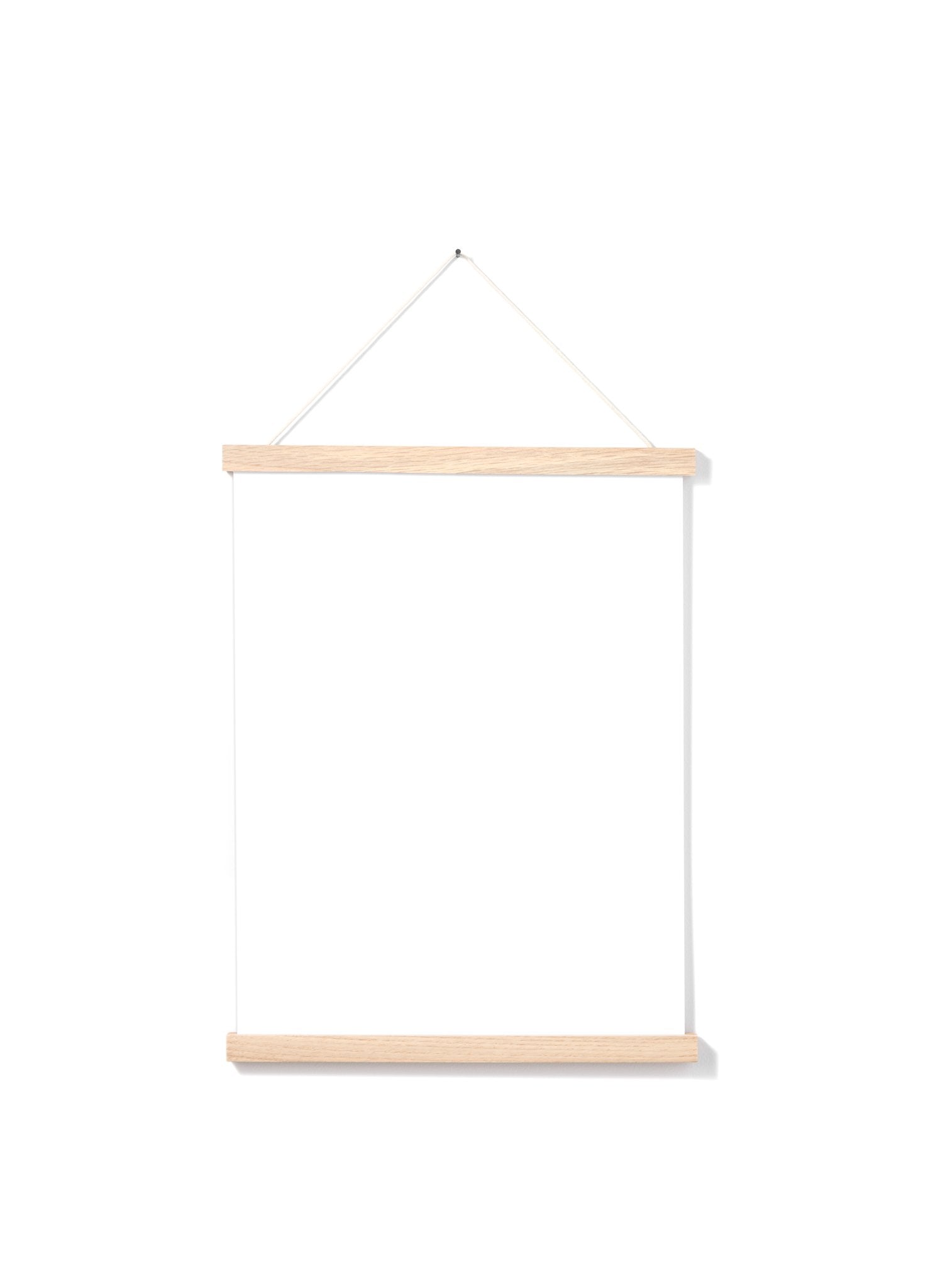 Scandinavian solid oak poster wall hanger by Opposite Wall - Front of the poster hanger - Size 12 inches