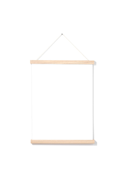 Scandinavian solid oak poster wall hanger by Opposite Wall - Front of the poster hanger - Size 12 inches