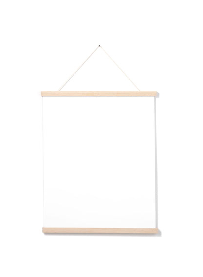 Scandinavian solid oak poster wall hanger by Opposite Wall - Front of the poster hanger - Size 16 inches