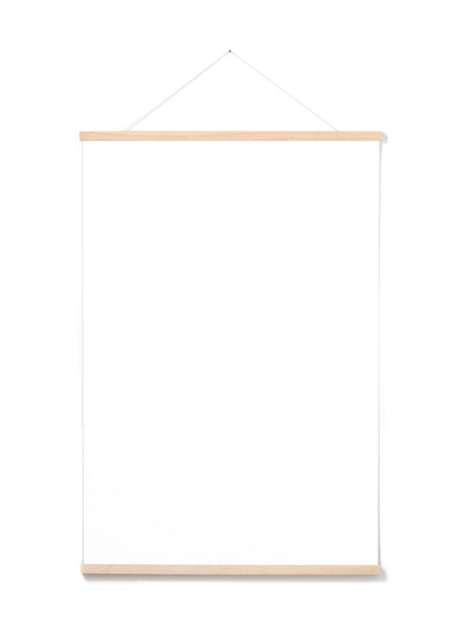 Scandinavian solid oak poster wall hanger by Opposite Wall - Front of the poster hanger - Size 24 inches