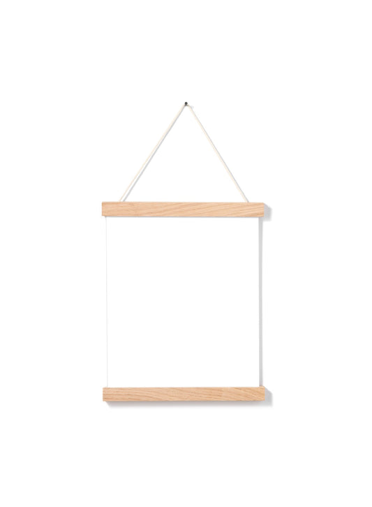 Scandinavian solid oak poster wall hanger by Opposite Wall - Front of the poster hanger - Size 8 inches
