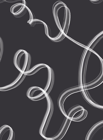 Up in Smoke is a minimalist wallpaper by Opposite Wall of cursive lines travelling on the wall.